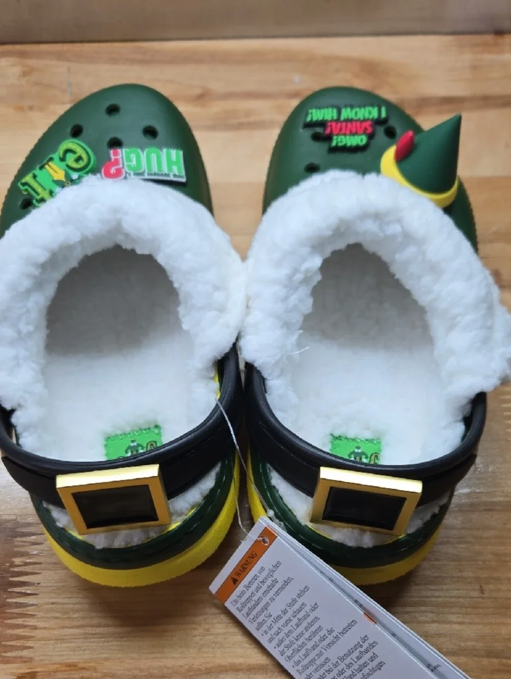 CROCS Kids ELF Faux-Shearling Lined Clogs with Holiday Charms